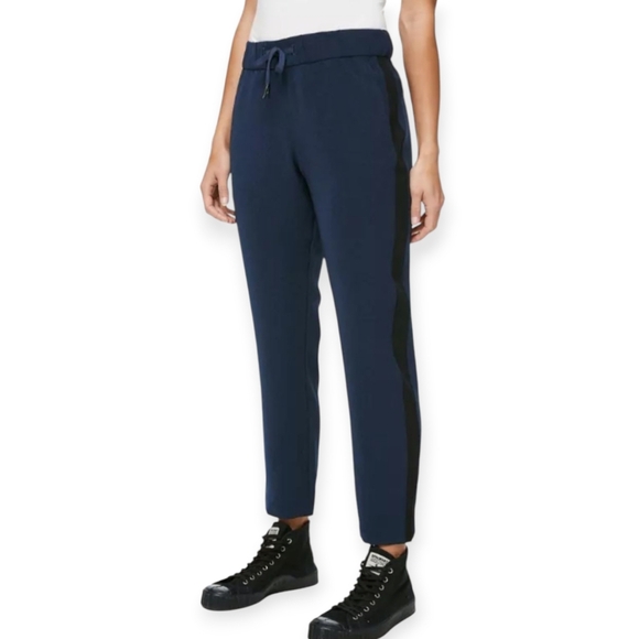 lululemon athletica Pants - Lululemon On The Fly Pants Woven Track Stripe Navy And Black 8